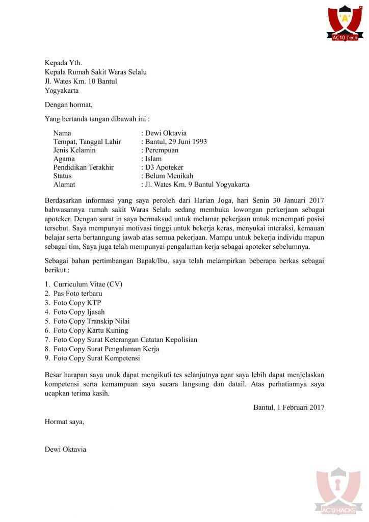 Contoh Surat Lamaran Kerja Perawat Rumah Sakit
