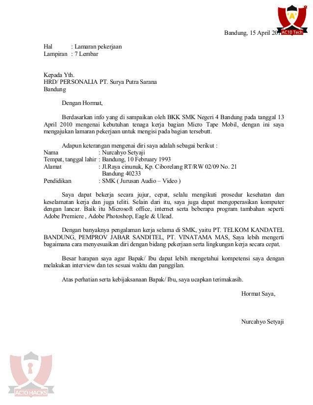 Contoh Surat Lamaran Kerja untuk Fresh Graduate