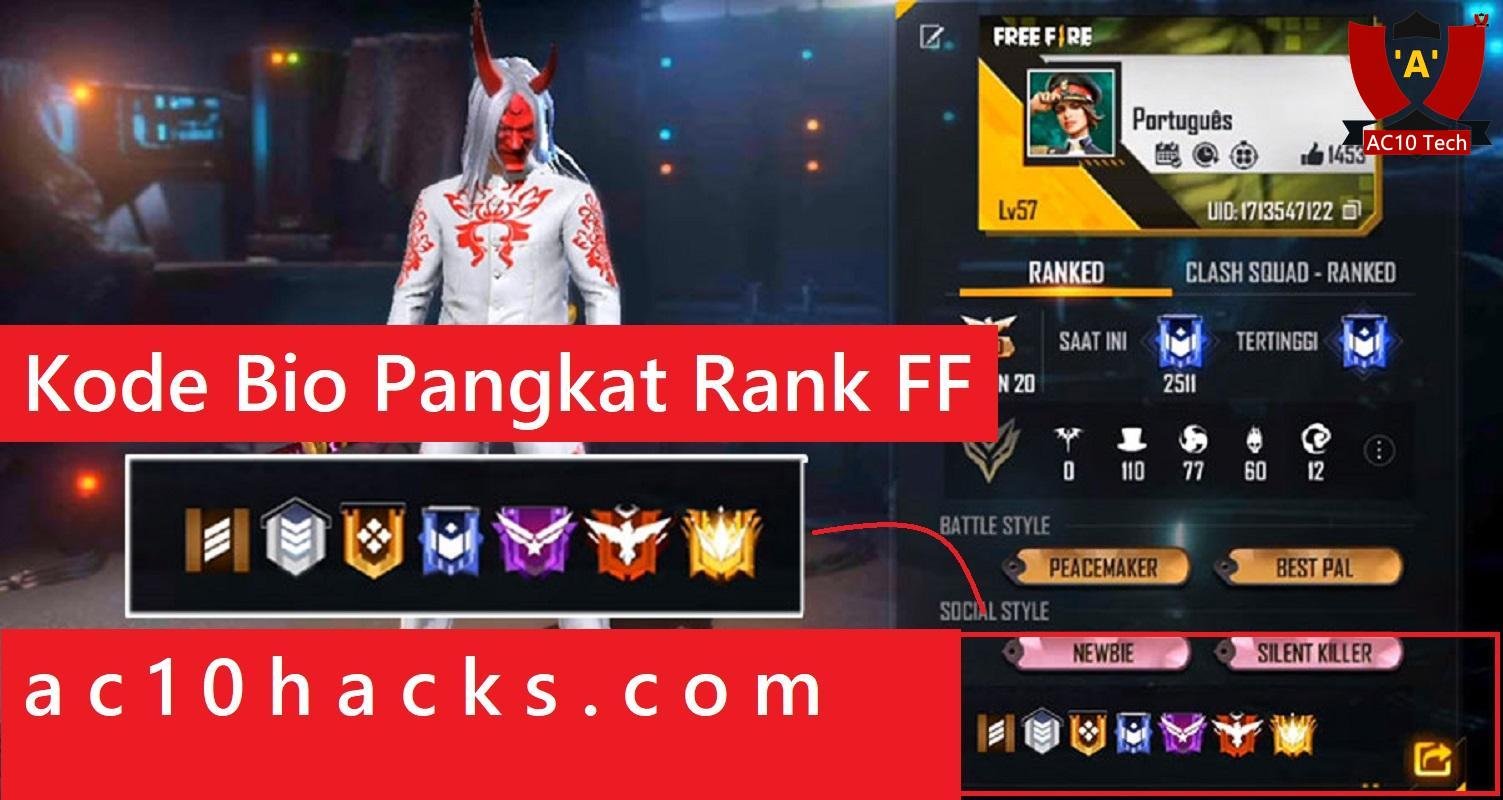 Kode Bio Pangkat Rank Profil FF 2026 + Bendera 3 Kode Bio Pangkat Rank FF