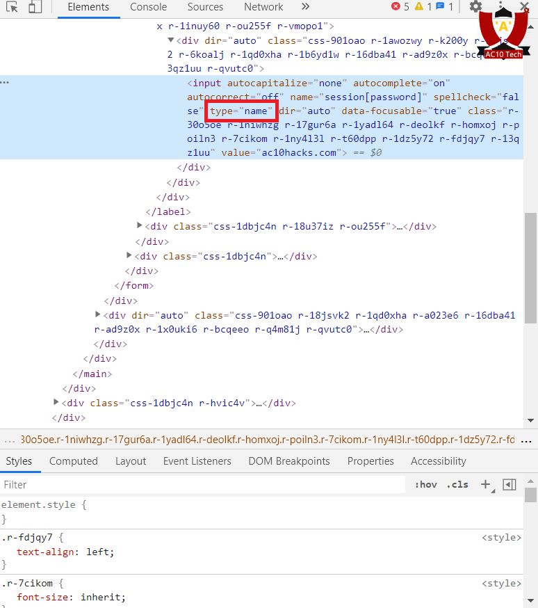 hack twitter inspect element ganti name