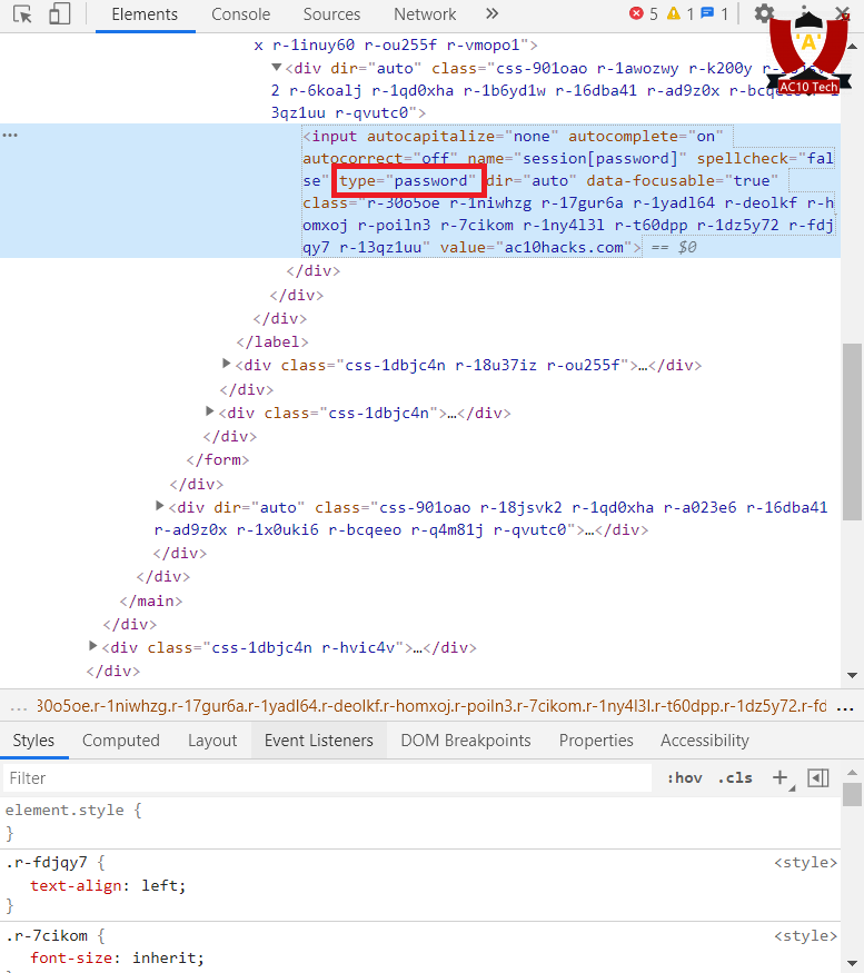 hack twitter inspect element ganti password