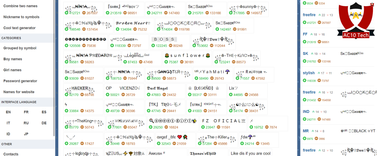 Nickname Generator FF PUBG ML