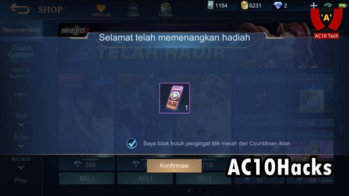 Cara Mendapatkan Ad Ticket ML Gratis Setiap Hari