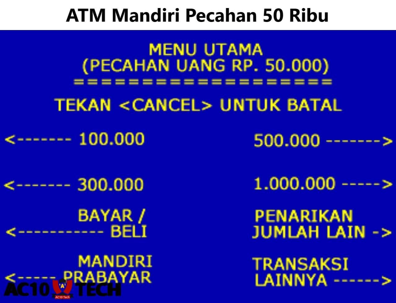 Cara Ambil 50 Ribu Uang di ATM Mandiri