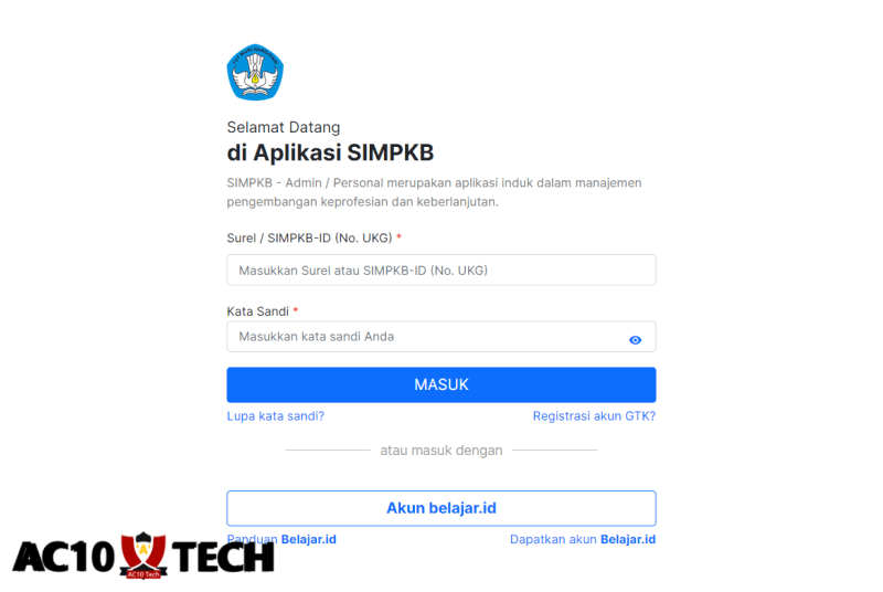 Panduan SIMPKB Lengkap (Login, Daftar, Lupa Sandi) 2026 5 Cara Login dengan Akun SIMPKB dan Akun Belajar id