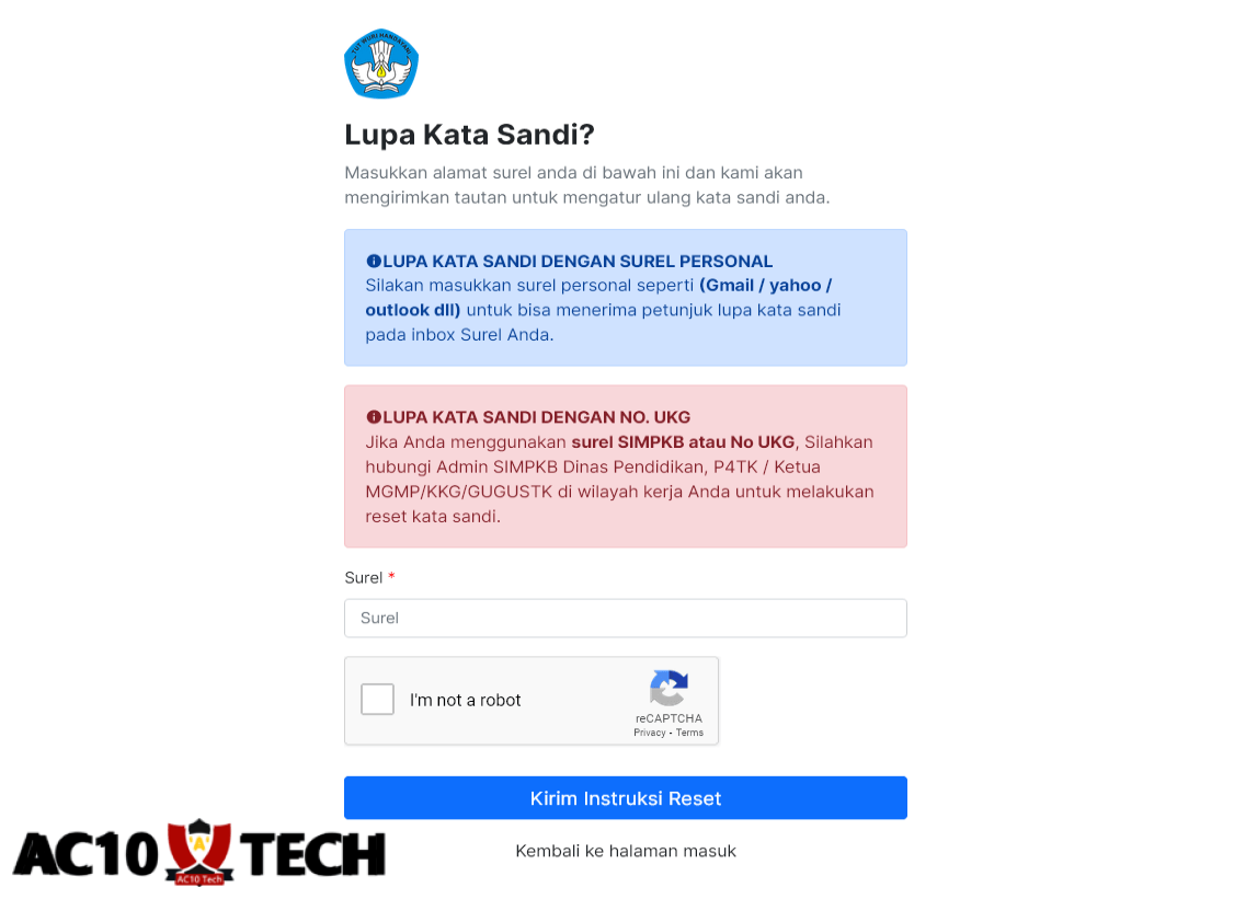 Panduan SIMPKB Lengkap (Login, Daftar, Lupa Sandi) 2026 6 Cara Mengatasi Lupa Sandi SIMPKB