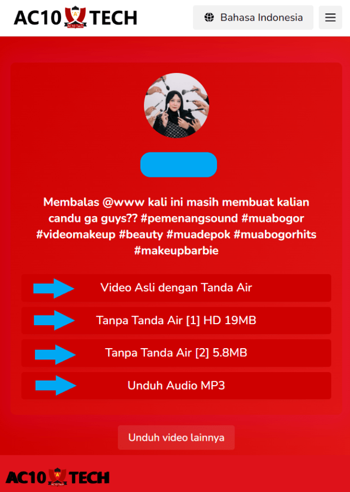 AC10 TikTok Downloader Download Video TikTok Tanpa Watermark
