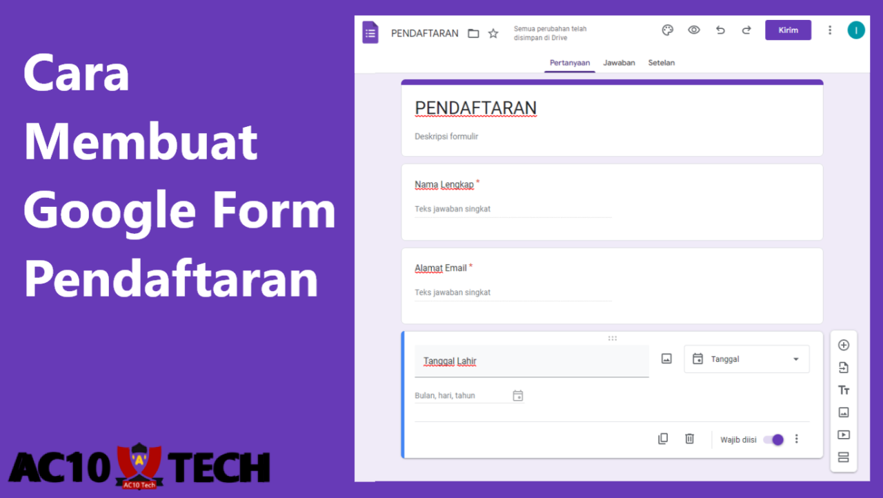 Cara Membuat Google Form Kuesioner & Pendaftaran Gratis 2026 4 Cara Membuat Google Form Pendaftaran Gratis